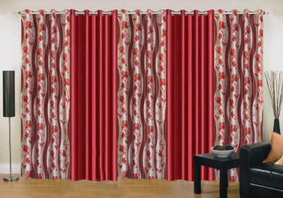 

Stella Creations 214 cm (7 ft) Polyester Door Curtain (Pack Of 5)(Printed, Maroon)