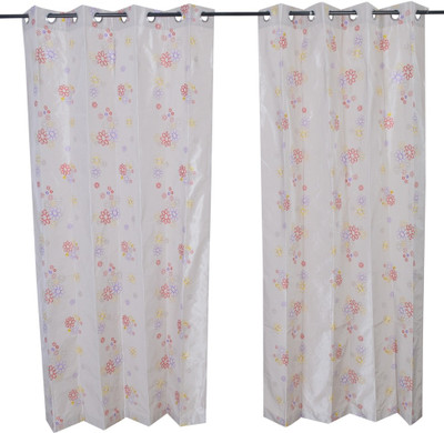 MABA 215 cm (7 ft) Polyester Door Curtain (Pack Of 2)(Embroidered, Beige)