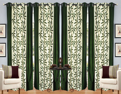 

Handloom Hut 152 cm (5 ft) Polyester Window Curtain (Pack Of 4)(Floral, Green)
