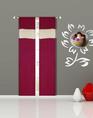 

VKE Product 210 cm (7 ft) Polycotton Door Curtain (Pack Of 2)(Abstract, Maroon)
