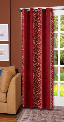

Trendy Home 203.2 cm (7 ft) Polyester Door Curtain Single Curtain(Striped, Maroon)