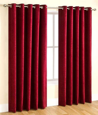 

PHome Decor 152 cm (5 ft) Polyester Window Curtain (Pack Of 2)(Plain, Maroon)
