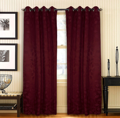 

Home Candy 212 cm (7 ft) Cotton Door Curtain (Pack Of 2)(Floral, Maroon)