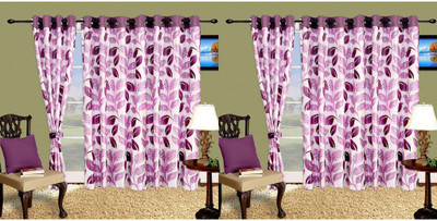 

Cortina 210 cm (17 ft) Polyester Door Curtain (Pack Of 4)(Floral, Purple)