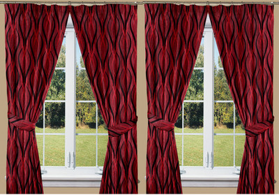 

Threadmix 152 cm (5 ft) Polyester Window Curtain (Pack Of 4)(Abstract, Maroon)