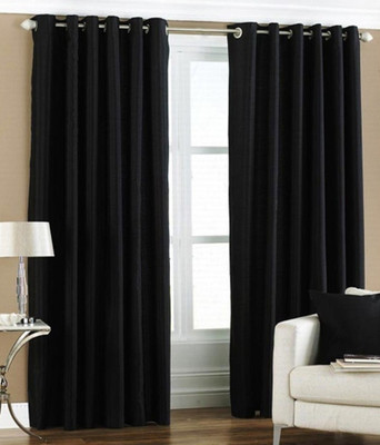 

Jojo Designs 274 cm (9 ft) Polyester Long Door Curtain (Pack Of 2)(Plain, Black)