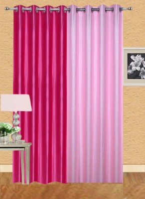 Stella Creations 214 cm (7 ft) Polyester Room Darkening Door Curtain (Pack Of 2)(Solid, Pink)