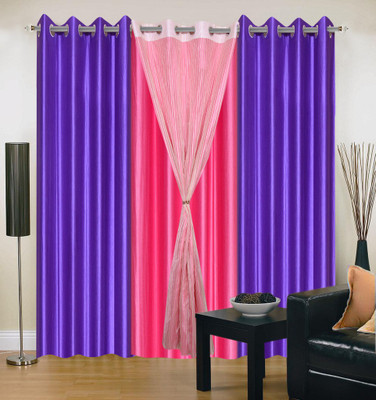 

Livingcreation 213 cm (7 ft) Polyester Door Curtain (Pack Of 4)(Plain, Blue, Pink)