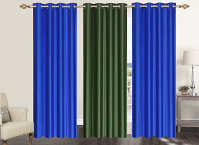 

Furnishing Zone 152 cm (5 ft) Polyester Window Curtain (Pack Of 3)(Plain, Blue, Green)