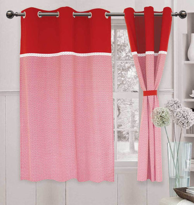 

Elan 150 cm (5 ft) Cotton Window Curtain Single Curtain(Printed, Red)