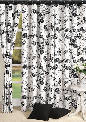 

Swayam 228.6 cm (8 ft) Cotton Door Curtain Single Curtain(Floral, Black, white)