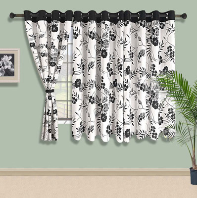 

Swayam 152.4 cm (5 ft) Cotton Window Curtain Single Curtain(Floral, White, Black), Black;white