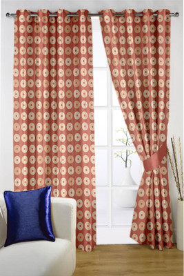 

Threadmix 213 cm (7 ft) Polycotton Window & Door Curtain Single Curtain(Geometric, Orange)