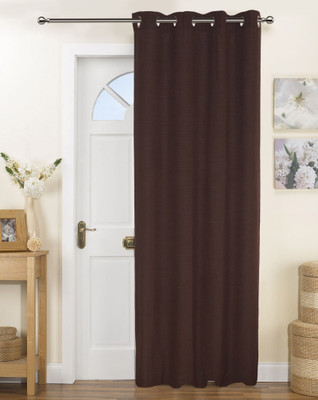 

Lushomes 230 cm (8 ft) Cotton Door Curtain Single Curtain(Embroidered, Brown)