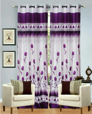 

Panipat Textile Hub 121 cm (4 ft) Polyester Window Curtain (Pack Of 2)(Floral, Purple)