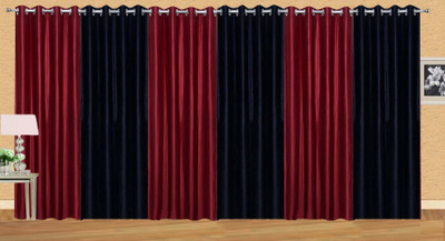 

Stella Creations 214 cm (7 ft) Polyester Door Curtain (Pack Of 6)(Solid, Maroon, Black), Black;maroon
