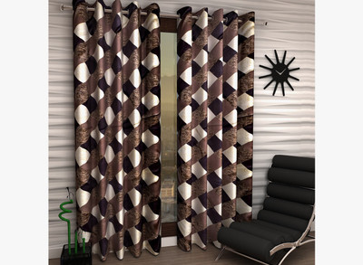 

Italian Fab 274 cm (9 ft) Polyester Long Door Curtain (Pack Of 4)(Floral, Brown)