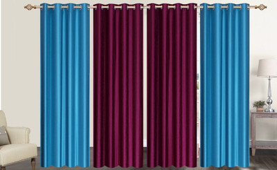 

Furnishing Zone 274 cm (9 ft) Polyester Long Door Curtain (Pack Of 4)(Plain, Purple, Blue), Blue;purple