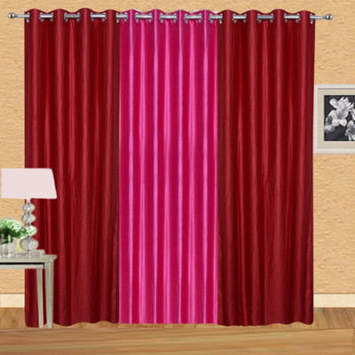 

Excel Bazaar 275 cm (9 ft) Polyester Long Door Curtain (Pack Of 3)(Solid, Red, Dark Pink)