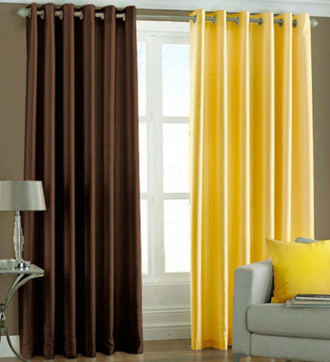 

Excel Bazaar 214 cm (7 ft) Polyester Door Curtain (Pack Of 2)(Plain, Brown, Yellow)