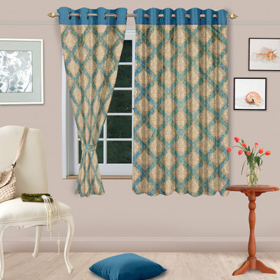 

Cortina 150 cm (5 ft) Polyester Window Curtain (Pack Of 2)(Floral, Blue)