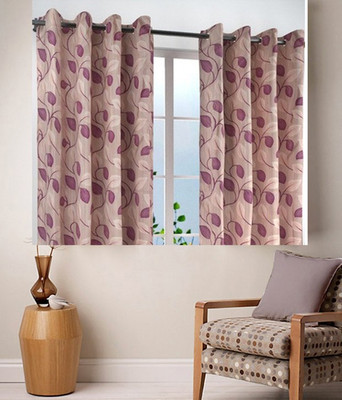 

Zesture 150 cm (5 ft) Polyester Window Curtain (Pack Of 2)(Striped, Purple)