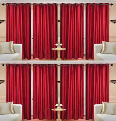 

Excel Bazaar 275 cm (9 ft) Polyester Long Door Curtain (Pack Of 8)(Solid, Maroon)