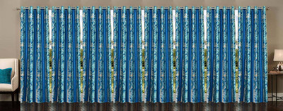

Stella Creations 274 cm (9 ft) Polyester Long Door Curtain (Pack Of 8)(Printed, Light Blue)