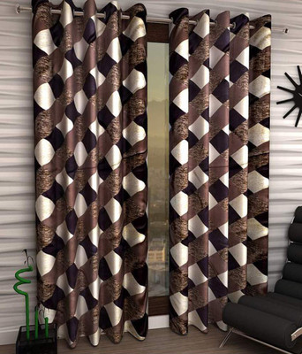 

Panipat Textile Hub 152 cm (5 ft) Polyester Window Curtain (Pack Of 2)(Floral, Brown)