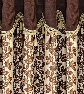 

Cortina 150 cm (5 ft) Polyester Window Curtain Single Curtain(Floral, Brown)
