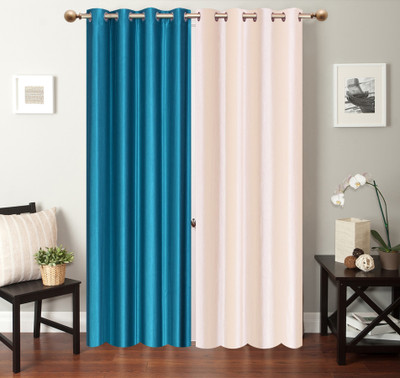 

Furnishing Zone 274 cm (9 ft) Polyester Long Door Curtain (Pack Of 2)(Plain, Light Blue, White)