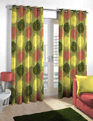 

Skipper 214 cm (7 ft) Polyester Door Curtain Single Curtain(Geometric, Khaki green)