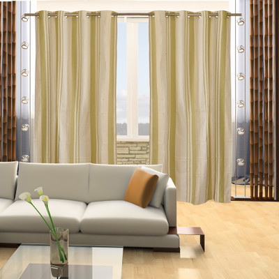 

Home Candy 212 cm (7 ft) Cotton Door Curtain (Pack Of 2)(Motif, Beige)