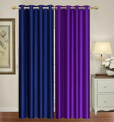 

Furnishing Zone 213 cm (7 ft) Polyester Door Curtain (Pack Of 2)(Plain, Purple, Blue), Blue;purple