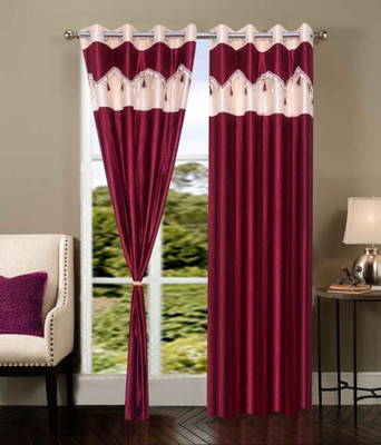 

PHF 213 cm (7 ft) Polyester Door Curtain (Pack Of 2)(Plain, Maroon)