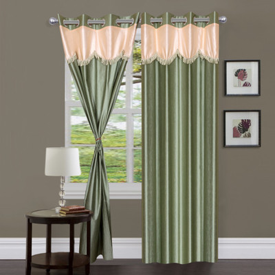 

Home Pictures 213 cm (7 ft) Polyester Door Curtain (Pack Of 2)(Self Design, Green)