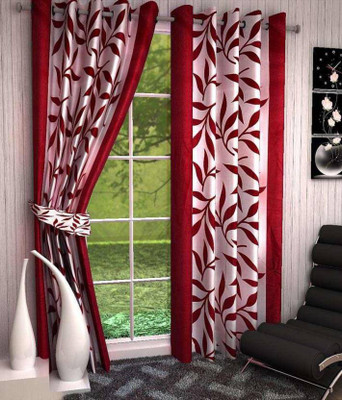 

Wonder Fab 213.36 cm (7 ft) Polyester Door Curtain (Pack Of 2)(Printed, Maroon)