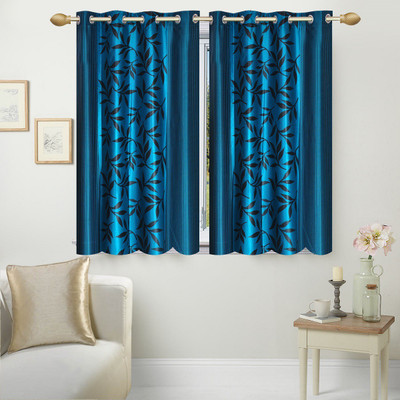 

Excel Bazaar 153 cm (5 ft) Polyester Window Curtain (Pack Of 2)(Floral, Aqua)