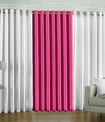 

PHome Decor 274 cm (9 ft) Polyester Long Door Curtain (Pack Of 3)(Plain, 2 White 1 Pink)