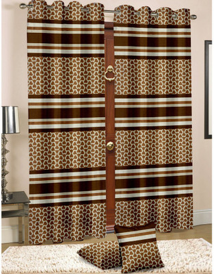 

Cortina 210 cm (7 ft) Jacquard Door Curtain Single Curtain(Striped, Multicolor)