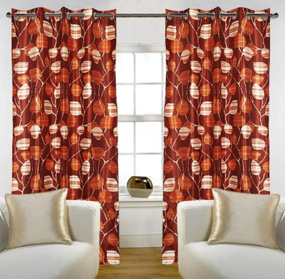 

Home Candy 212 cm (7 ft) Polyester Door Curtain (Pack Of 2)(Geometric, Orange)