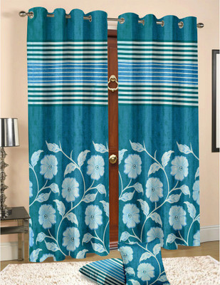 

Cortina 210 cm (7 ft) Jacquard Door Curtain Single Curtain(Floral, Multicolor)