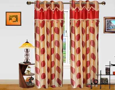 3% OFF on Dekor World 215 cm (7 ft) Polyester Door Curtain (Pack Of 2)(Abstract, Beige)