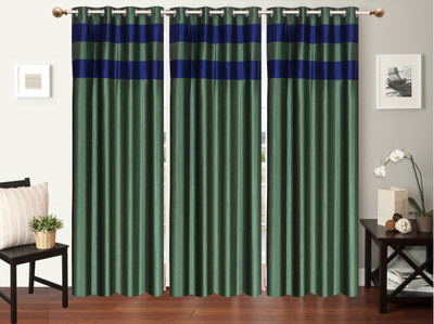 

Furnishing Zone 213 cm (7 ft) Polyester Door Curtain (Pack Of 3)(Plain, Green)