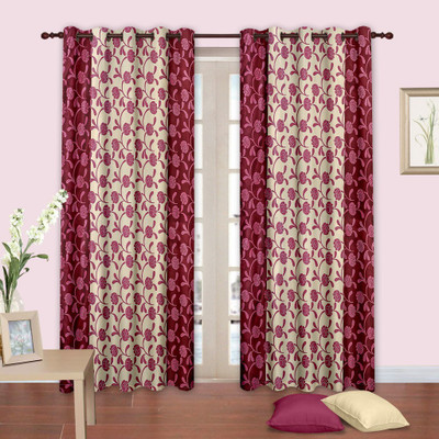 

Cortina 270 cm (9 ft) Polyester Long Door Curtain (Pack Of 2)(Floral, Pink)
