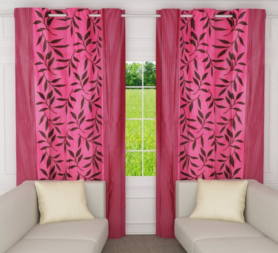 

SLV Home Decor 213.36 cm (7 ft) Polyester Door Curtain (Pack Of 2)(Floral, Pink)