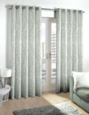 

Skipper 275 cm (9 ft) Blends Long Door Curtain Single Curtain(Motif, Grey)