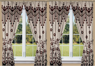 

Threadmix 152 cm (5 ft) Polyester Window Curtain (Pack Of 4)(Abstract, Brown)