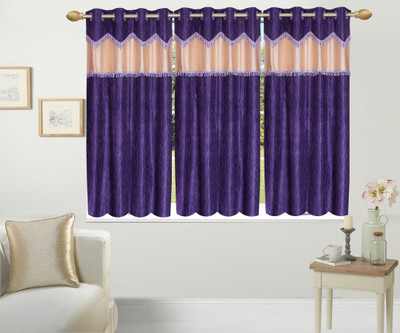 

Excel Bazaar 153 cm (5 ft) Polycotton Window Curtain (Pack Of 3)(Plain, Blue, Cream)