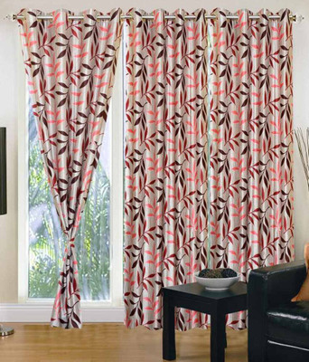 

PHF 152 cm (5 ft) Polyester Window Curtain (Pack Of 3)(Geometric, Maroon)